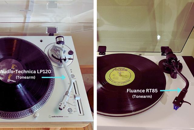 Tonearm comparison of turntables from both the brands